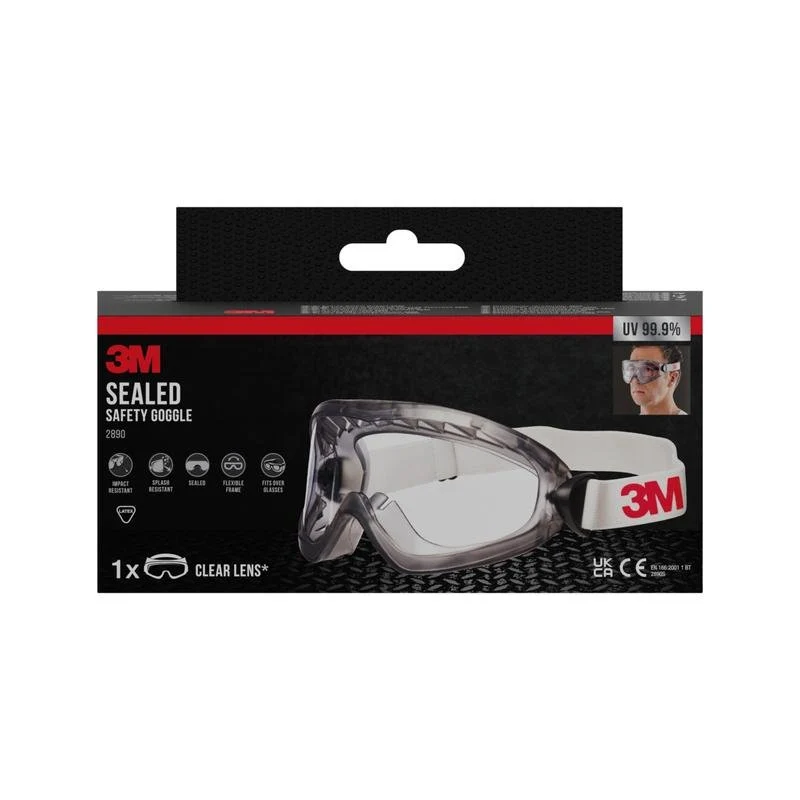3M™ Schutzbrille 2890, versiegelt, Klarsichtscheibe | Packung (1 Stück)