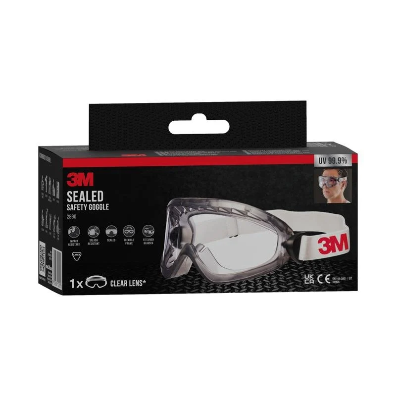 3M™ Schutzbrille 2890, versiegelt, Klarsichtscheibe | Packung (1 Stück)