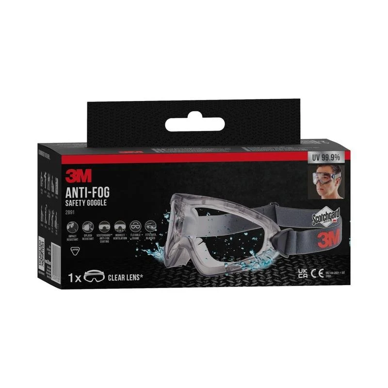3M™ Schutzbrille 2891, Scotchgard™ Protector Antibeschlag, Indirekt belüftet, Klarsichtscheibe | Packung (1 Stück)