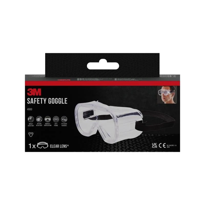 3M™ Vintage Schutzbrille 4800, indirekt belüftet, Klarsichtscheibe | Packung (1 Stück)