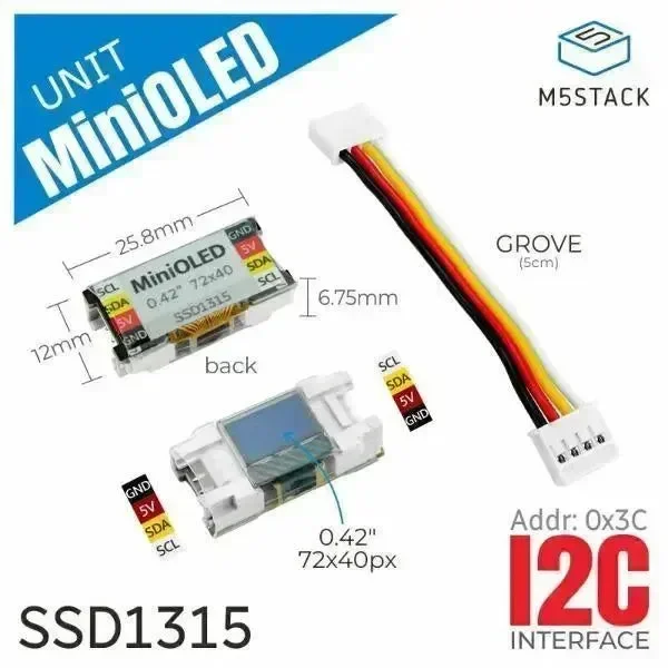 M5Stack Mini OLED jednotka 0.42" 72x40 displej