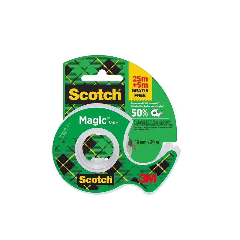 Banda adezivă SCOTCH® MAGIC ™, 19 mm x 25 mm, 1 rolă pe rolă/pachet + 5 m gratuit | Pachet (1 rolă)