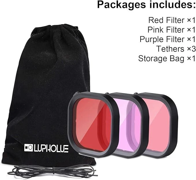 Lupholue 3 v 1 Sada čočkových filtrů pro kameru – v červené, růžové fialové barvě