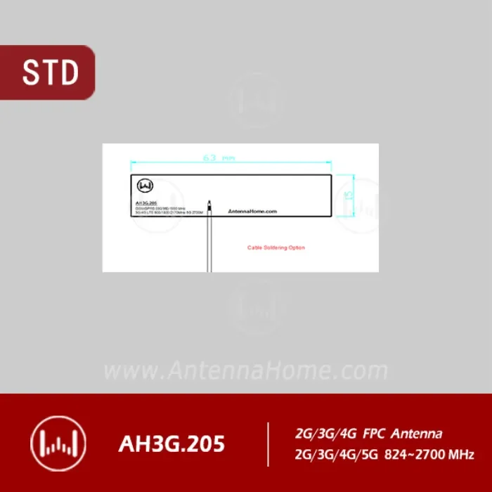 AntennaHome FPC anténa GSM/GPRS 890/960/1990MHz 3G/4G LTE 900/1800/2170MHz 5G 2700MHz