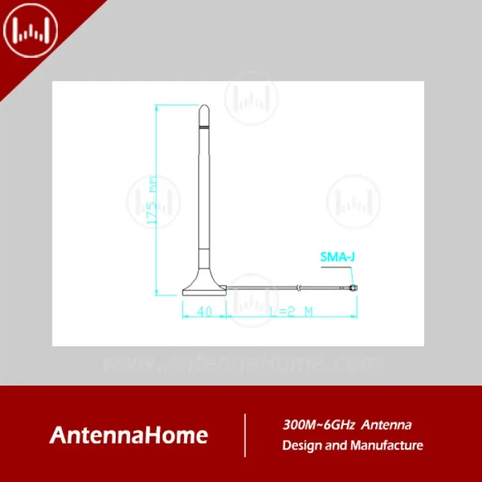 Anténa AntennaHome 2.4G Lepidlová tyčová anténa H175 SMA-J s přísavkou