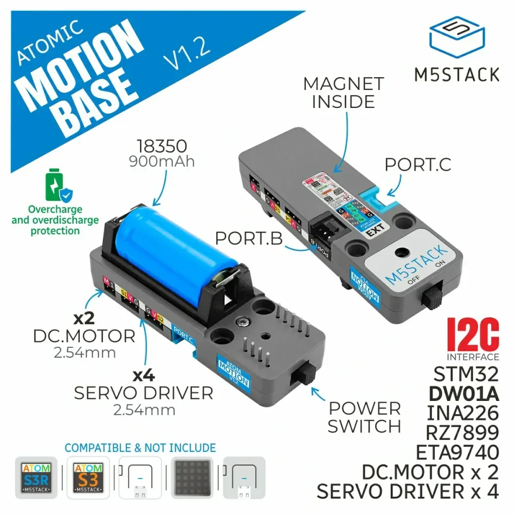 M5Stack ATOMIC Motion Base v1.2 s Power Monitor (INA226AIDGSR)