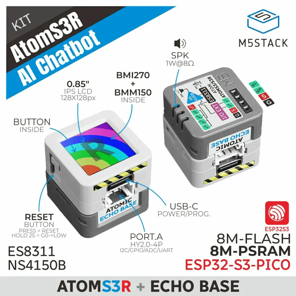 M5Stack AtomS3R AI Chatbot Kit (8MB PSRAM)