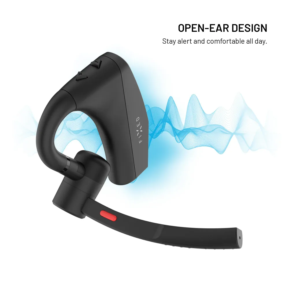 Bluetooth headset FIXED Talk Pro s ENC otevřenou konstrukcí, černý