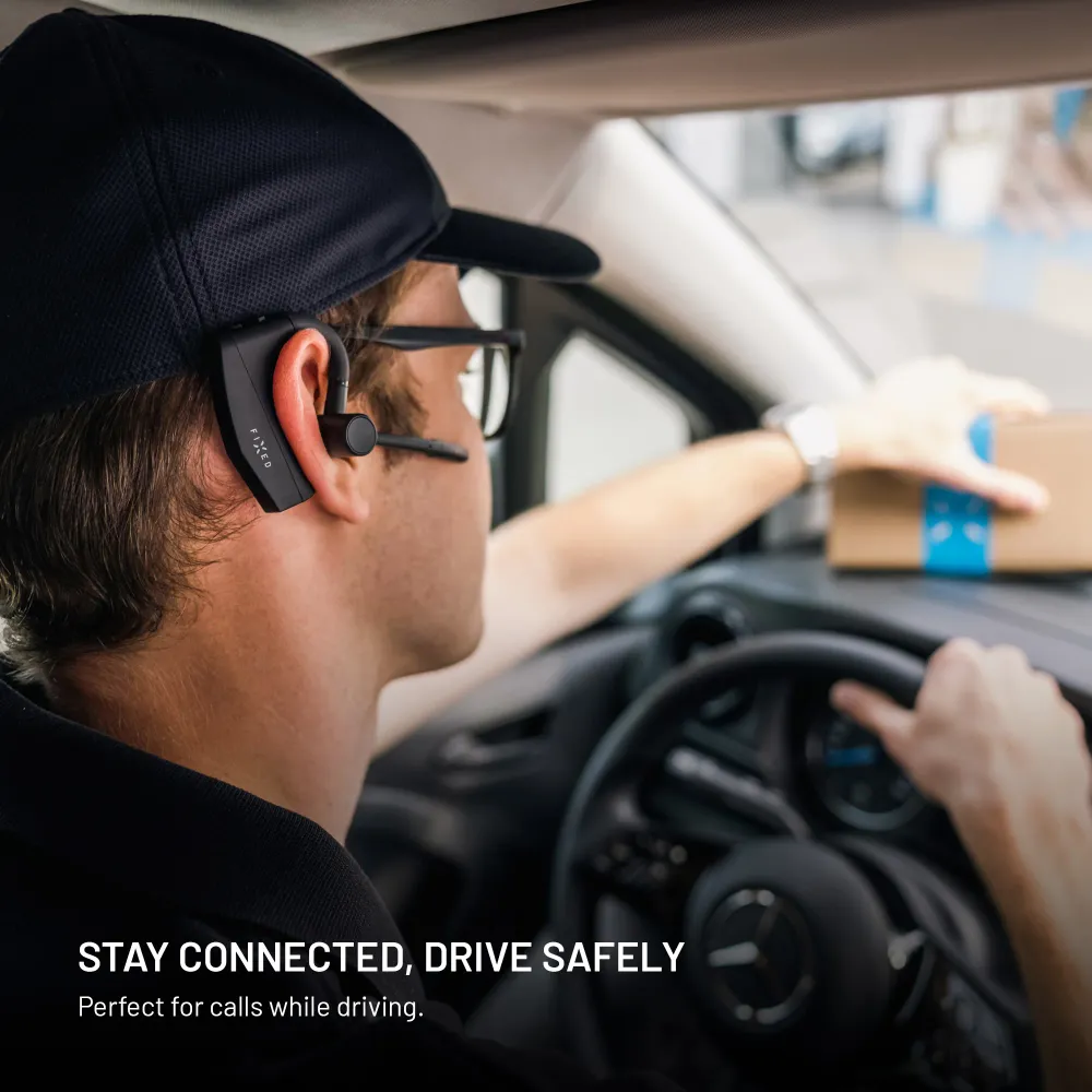 Bluetooth headset FIXED Talk Pro s ENC otevřenou konstrukcí, černý