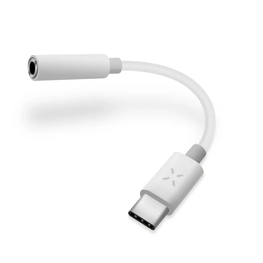 Redukce FIXED LINK pro připojení sluchátek z USB-C na 3,5mm jack s DAC chipem, bílá FIXED.zone shop