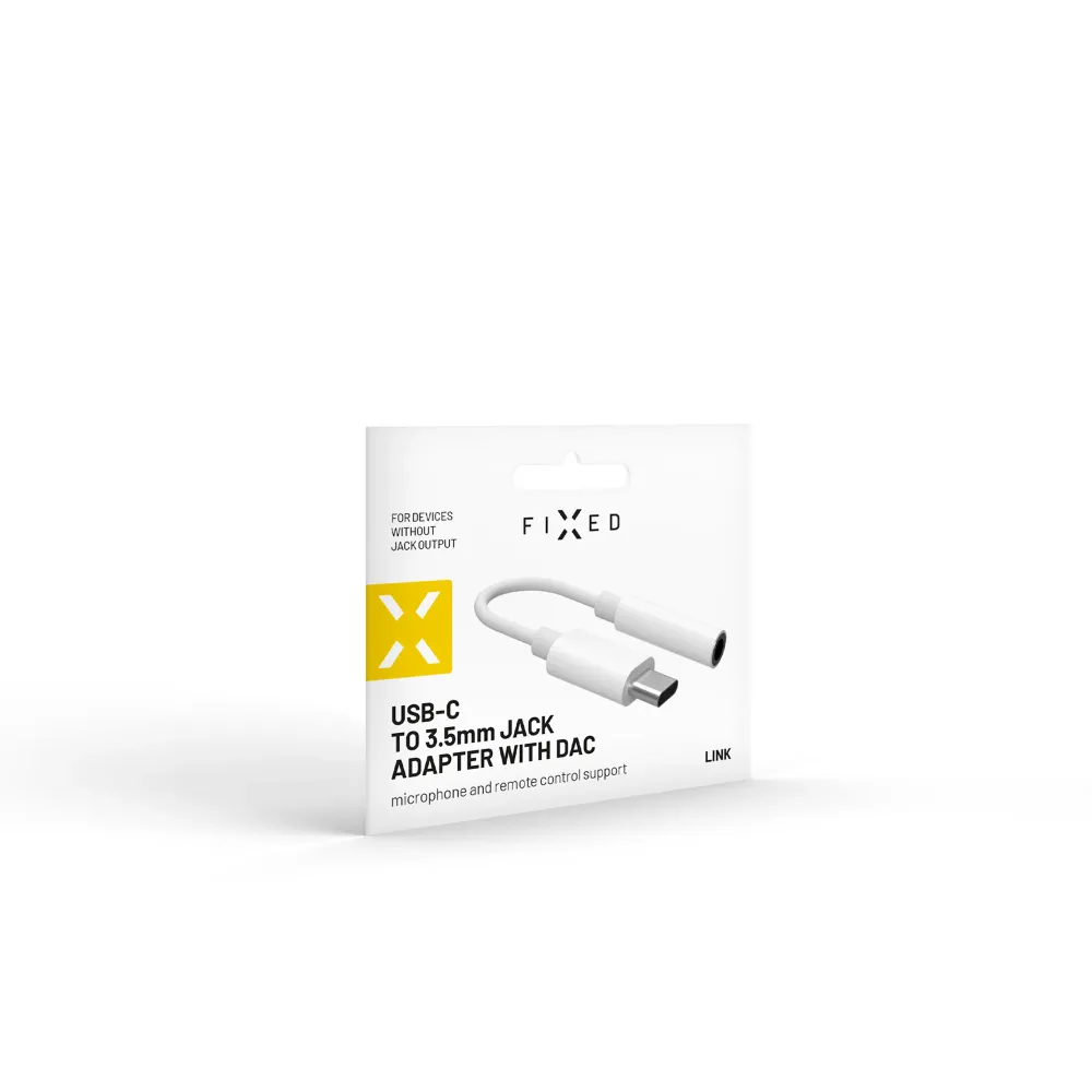 Redukce FIXED LINK pro připojení sluchátek z USB-C na 3,5mm jack s DAC chipem, bílá FIXED.zone shop