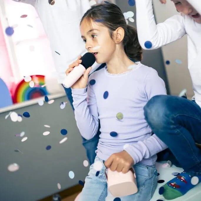 Karaoke sada pro děti + bezdrátová sluchátka – Růžová