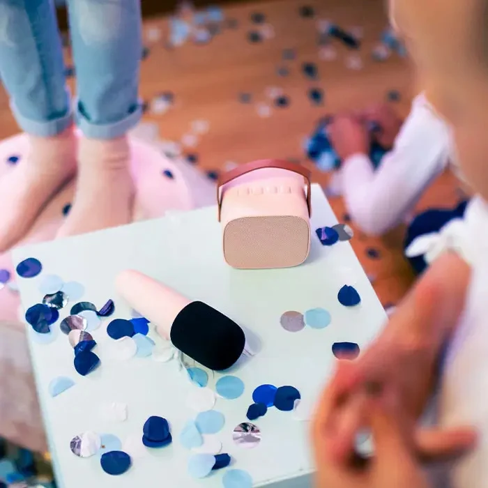 Karaoke sada pro děti + bezdrátová sluchátka – Růžová