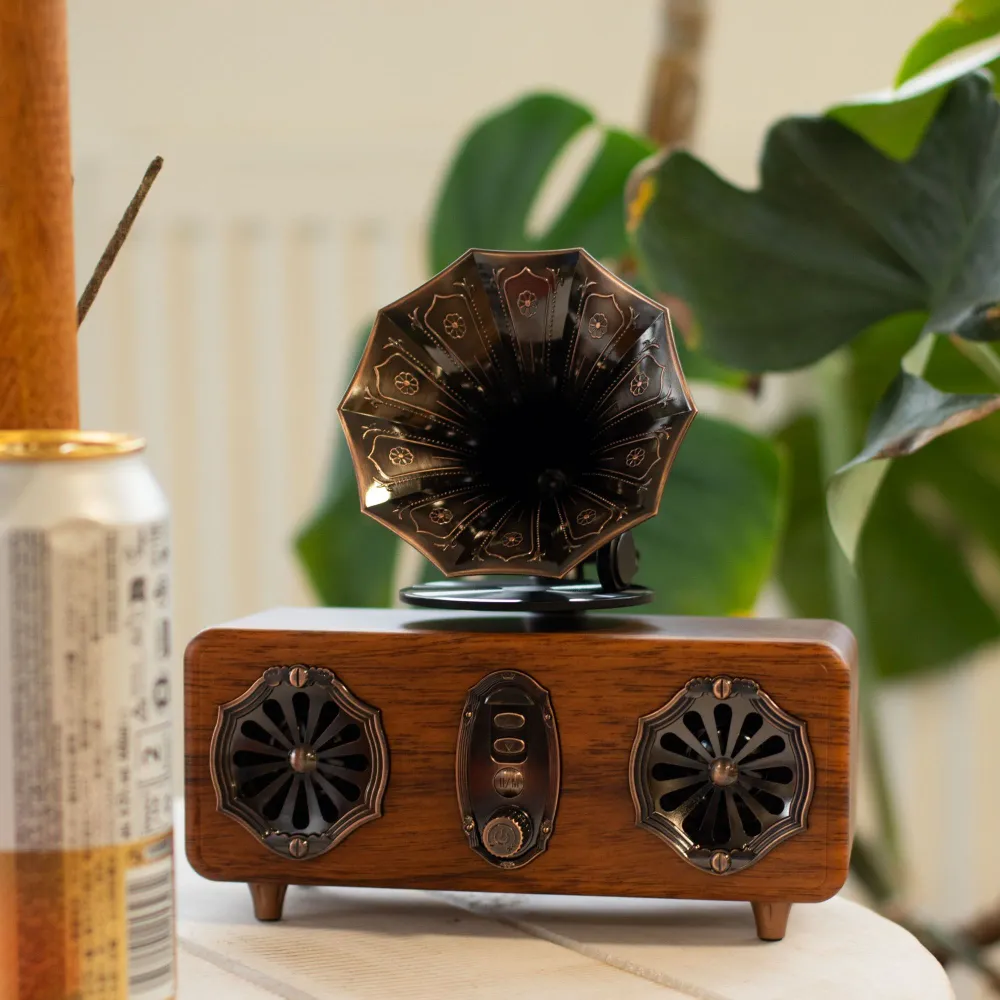 Retro mini dvojitý gramofonový reproduktor – Bluetooth – 5,4 watt x 2