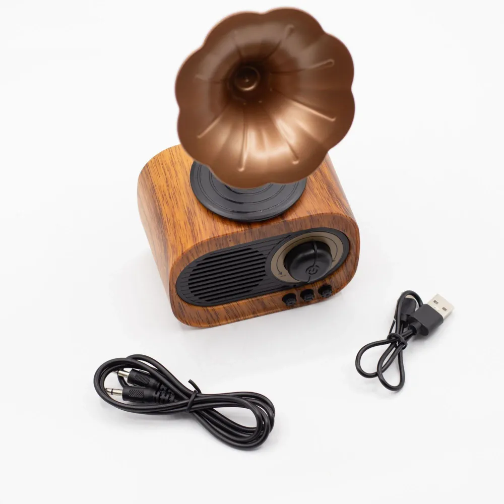 Retro mini gramofonový reproduktor – Bluetooth FM rádio – 5 wattů x 1