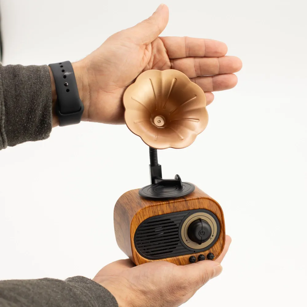 Retro mini gramofonový reproduktor – Bluetooth FM rádio – 5 wattů x 1