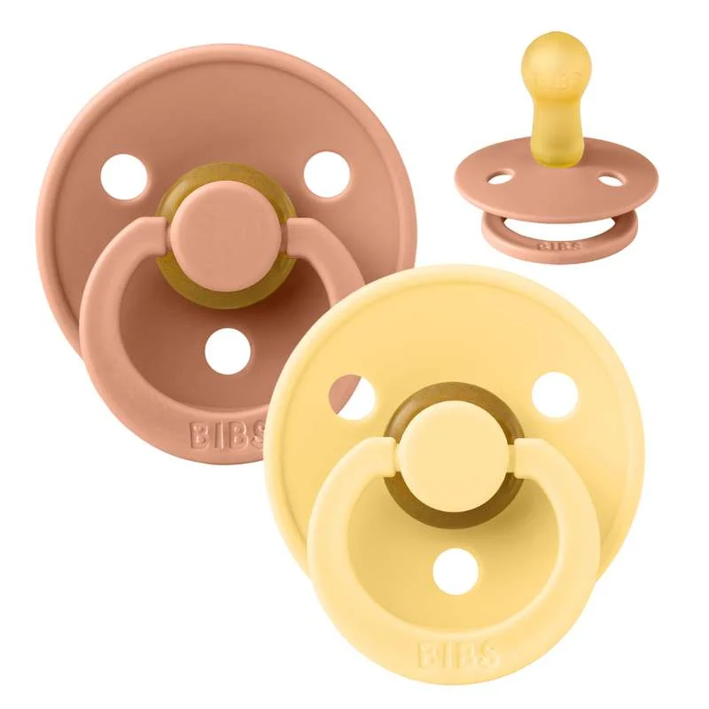 Bibs Kulatý Colour Dudlík - 2-balení - vel. 2 - přírodní guma - Broskev/Světlé máslo