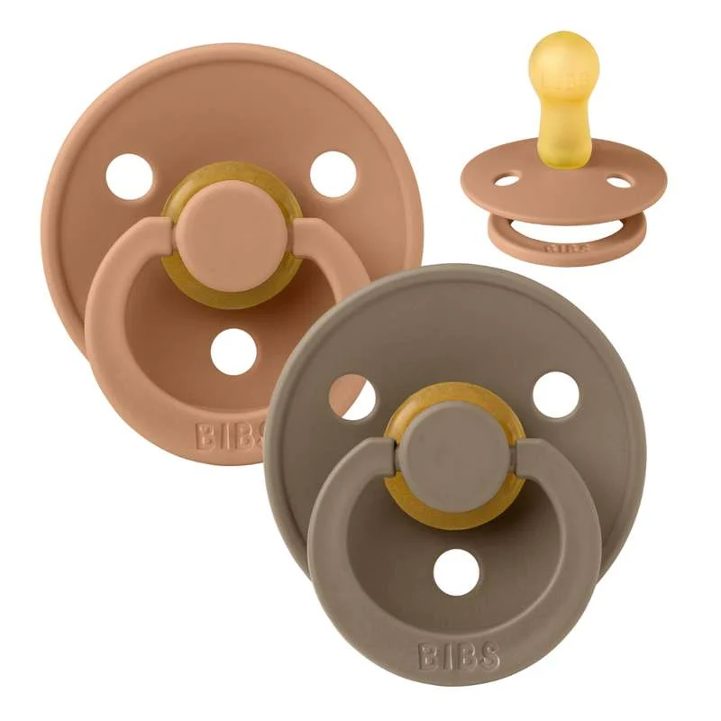 Bibs Kulatý Colour Dudlík - 2-balení - vel. 2 - přírodní guma - Země/Tmavý dub