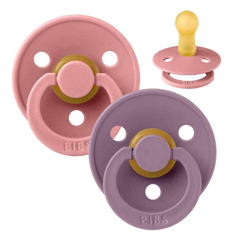 Bibs Kulatý Colour Dudlík - 2-balení - vel. 2 - přírodní guma - Prašná růžová/Mauve