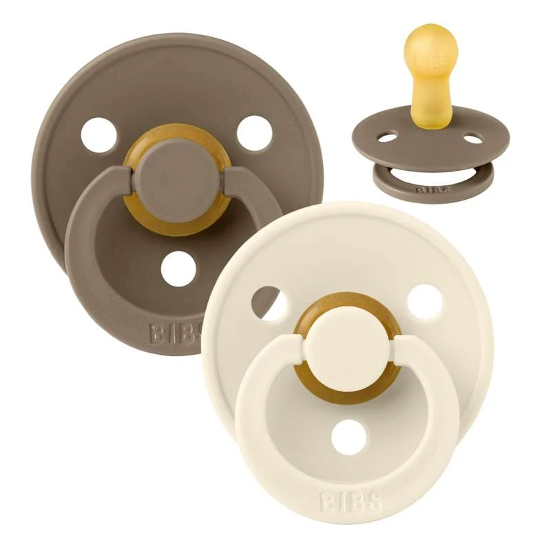 Bibs Kulatý Colour Dudlík - 2-balení - vel. 2 - přírodní guma - Charcoal dub/Ivory