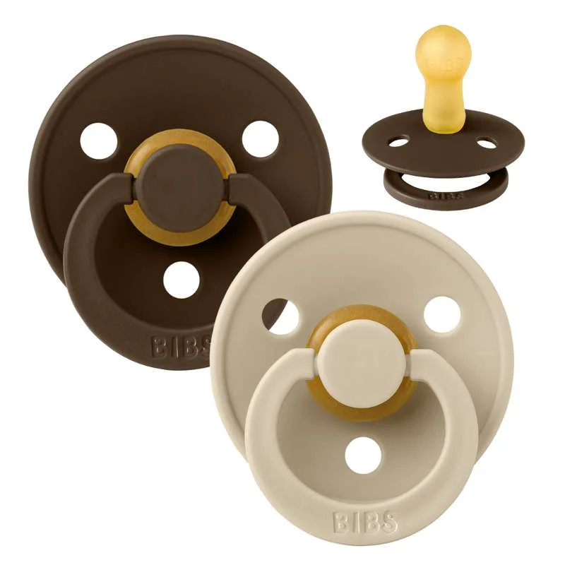 Bibs Kulatý Colour Dudlík - 2-balení - vel. 2 - přírodní guma - Mocha/Vanilka