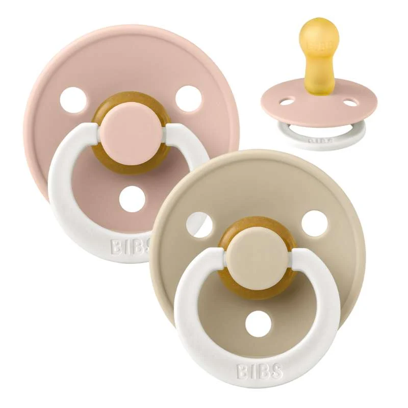 Bibs Kulatý Colour Dudlík - 2-balení - vel. 2 - přírodní guma - GLOW - Blush/Vanilla