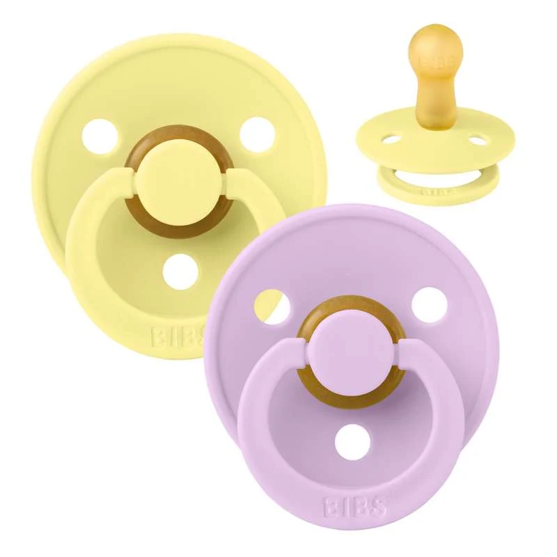 Bibs Kulatý Colour Dudlík - 2-balení - vel. 2 - přírodní guma - Sluneční/Fialová obloha