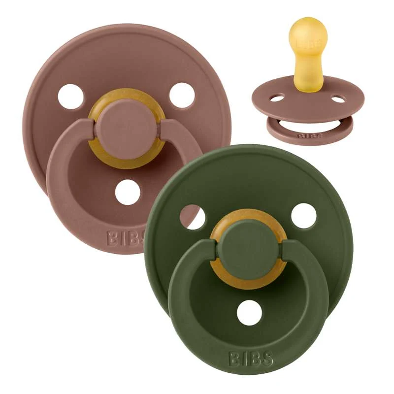 Bibs Kulatý Colour Dudlík - 2-balení - vel. 2 - přírodní guma - Woodchuck/Hunter Green
