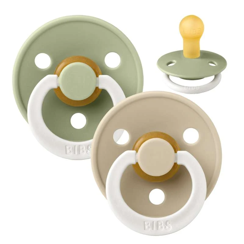 Bibs Kulatý Colour Dudlík - 2-Balení - vel. 1 - přírodní guma - GLOW - Šalvěj/Vanilka