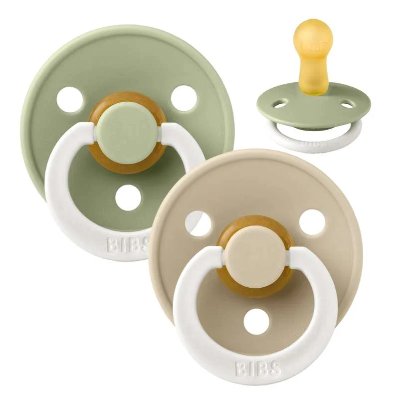 Bibs Kulatý Colour Dudlík - 2-balení - vel. 2 - přírodní guma - GLOW - Šalvěj/Vanilka