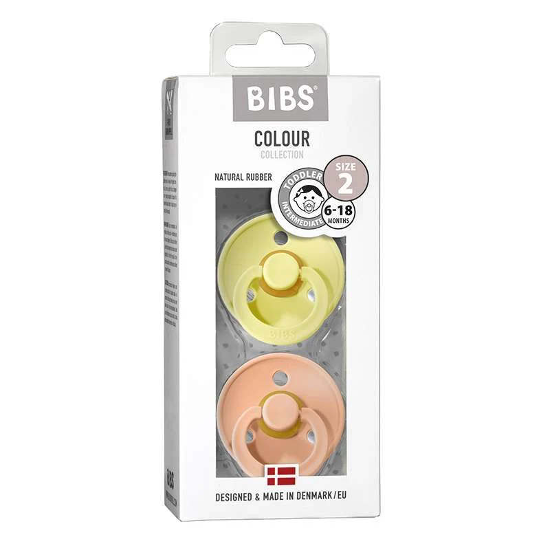 Bibs Kulatý Colour Dudlík - 2-balení - vel. 2 - přírodní guma - GLOW - Železo/Bledě modrá