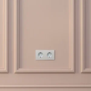 Kew Dvojlůžkový 2x Schuko Type F Socket - Polished Nickel | White