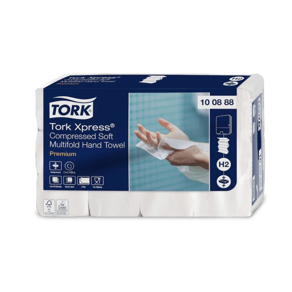 Tork Xpress® Komprimierte Weiche Multifold-Handtücher Premium H2 2-lagig 32