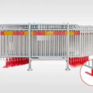 Flexibarrier Mobilní zábrana - Premium - otočná noha, kompletní sada s přepravním košem (57,5m)