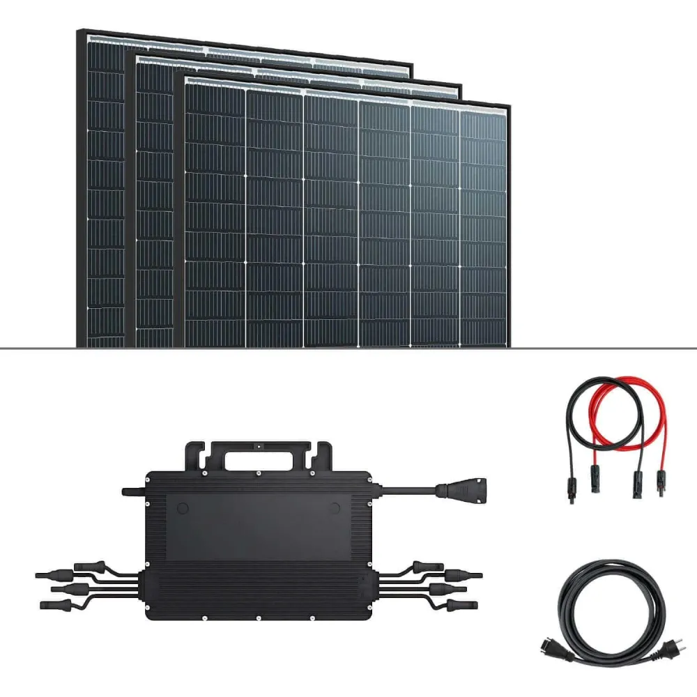 Sada balkonové elektrárny 1680Wp - 4x solární plně černé moduly JA - Hoymiles HMS-1600-4T