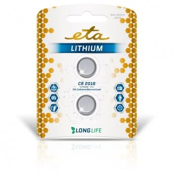 ETA CR2016 lithiová knoflíková baterie PREMIUM blistr 2ks