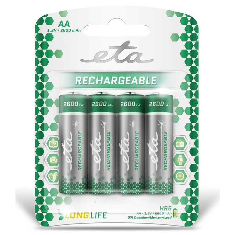 ETA HR06 baterie blistr 4ks nabíjecí AA 2600mAh Ni-MH