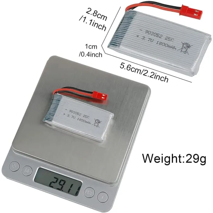 3,7V 1800mAh 25C Li-Po baterie s konektorem JST pro kvadrokoptéru RC vrtulníku JJRC H11D H11C HQ898B YUNIQUE GREEN-CLEAN-P...