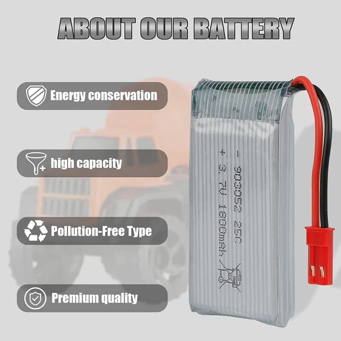 3,7V 1800mAh 25C Li-Po baterie s konektorem JST pro kvadrokoptéru RC vrtulníku JJRC H11D H11C HQ898B YUNIQUE GREEN-CLEAN-P...