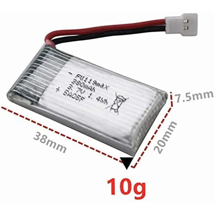3,7V 380mAh dobíjecí Lipo baterie pro Hubsan X4 H107c H107d H107L, Syma X11 X11C, HS170 HS170C F180C HS170G TOZO Q2020 E01...