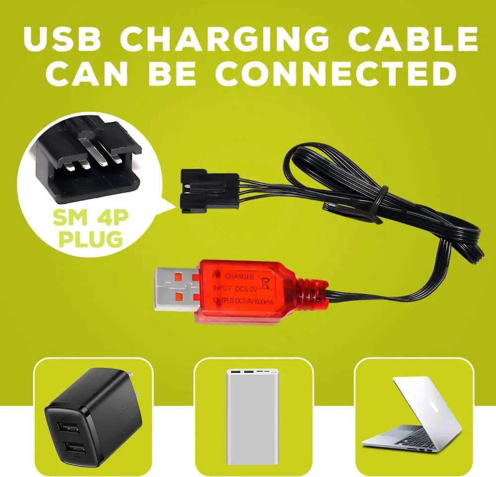 4,8V AA baterie, 2400mAh dobíjecí Ni-MH baterie, SM 2P zástrčka pro HY800 F1 F3 RC člun RC sběrnice s SM 2P USB nabíjecím...