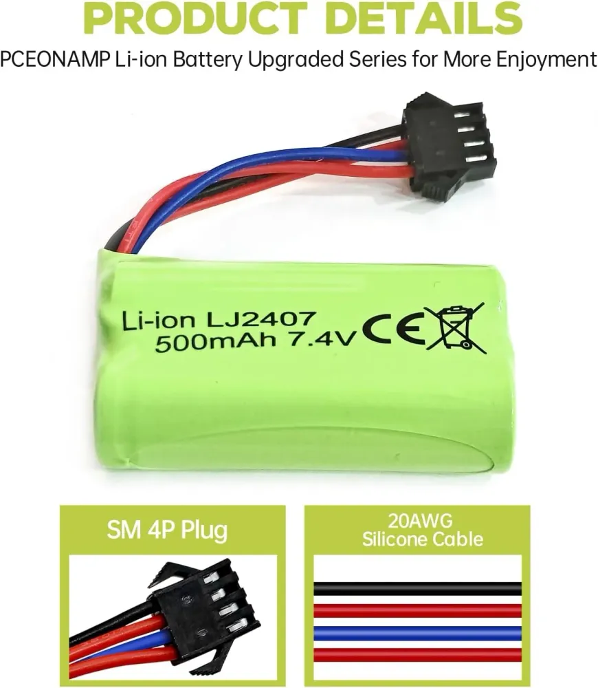 4,8V AA baterie, 2400mAh dobíjecí Ni-MH baterie, SM 2P zástrčka pro HY800 F1 F3 RC člun RC sběrnice s SM 2P USB nabíjecím...