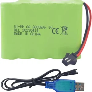 4,8V AA baterie, 2400mAh dobíjecí Ni-MH baterie, SM 2P zástrčka pro HY800 F1 F3 RC člun RC sběrnice s SM 2P USB nabíjecím...