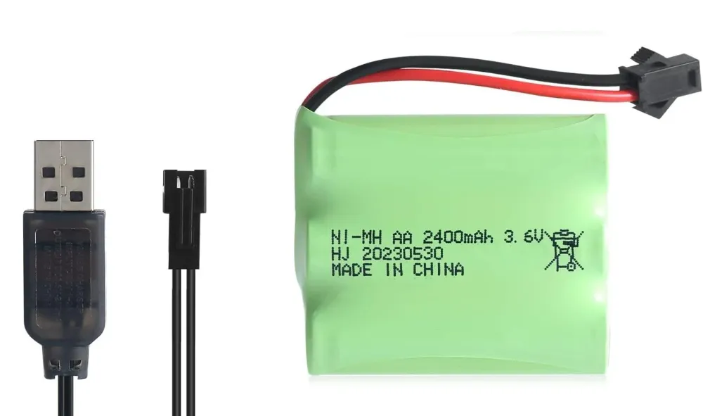 4,8V AA baterie, 2400mAh dobíjecí Ni-MH baterie, SM 2P zástrčka pro HY800 F1 F3 RC člun RC sběrnice s SM 2P USB nabíjecím...