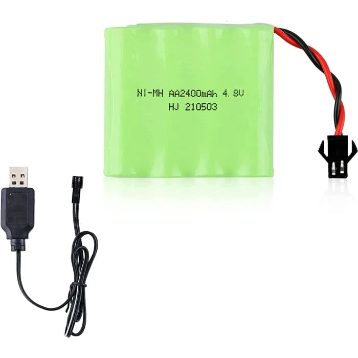 4,8V Ni-Mh 2400 mAh dobíjecí baterie pro dálkové ovládání do auta + USB nabíjecí kabel YUNIQUE GREEN-CLEAN-POWER