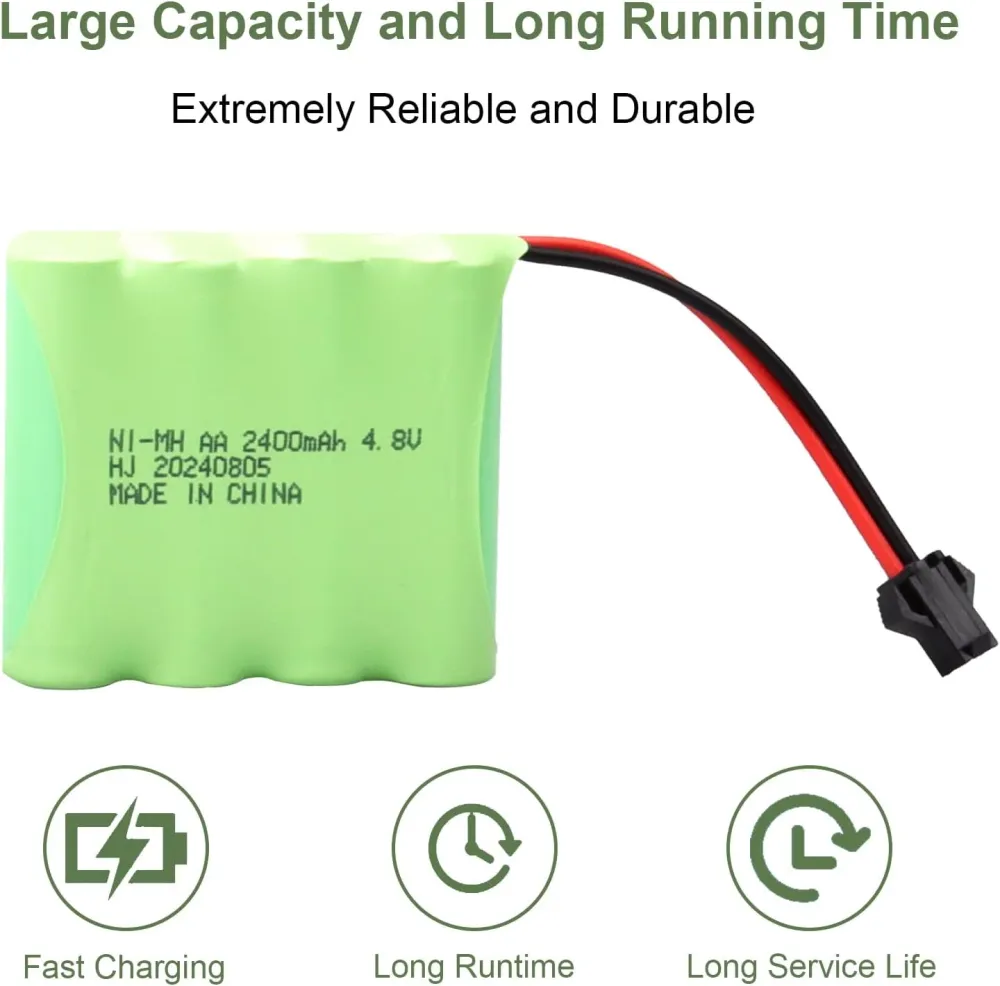 4,8V Ni-Mh 2400 mAh dobíjecí baterie pro dálkové ovládání do auta + USB nabíjecí kabel YUNIQUE GREEN-CLEAN-POWER