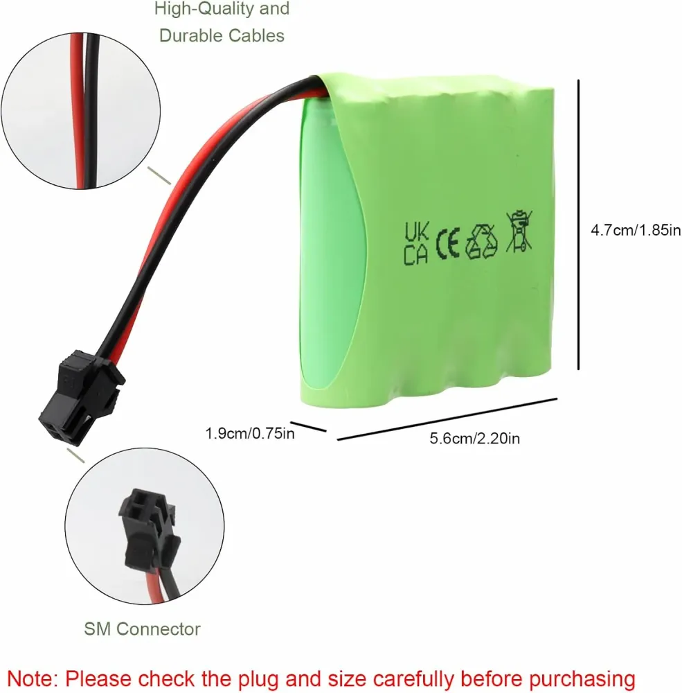 4,8V Ni-Mh 2400 mAh dobíjecí baterie pro dálkové ovládání do auta + USB nabíjecí kabel YUNIQUE GREEN-CLEAN-POWER