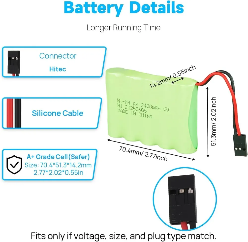 4,8V Ni-Mh 2400 mAh dobíjecí baterie pro dálkové ovládání do auta YUNIQUE GREEN-CLEAN-POWER