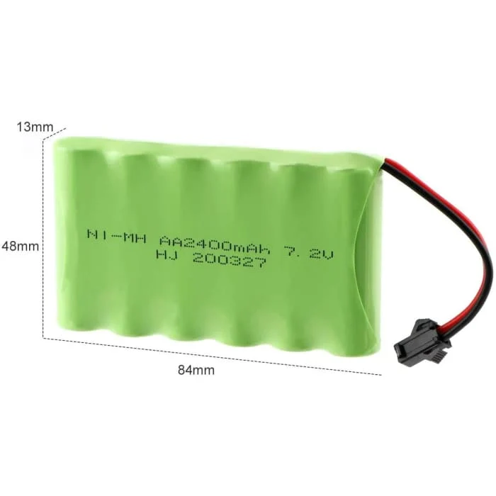 7,2V 2400mAh Ni-MH AA dobíjecí baterie s 2kolíkovou zástrčkou sm-2P USB nabíjecím kabelem pro RC nákladní auta YUNIQUE GRE...