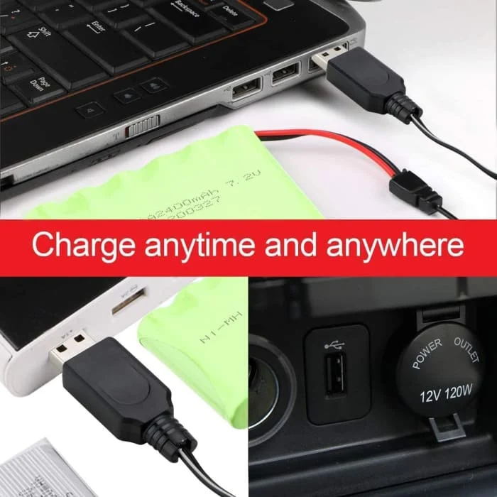 7,2V 2400mAh Ni-MH AA dobíjecí baterie s 2kolíkovou zástrčkou sm-2P USB nabíjecím kabelem pro RC nákladní auta YUNIQUE GRE...